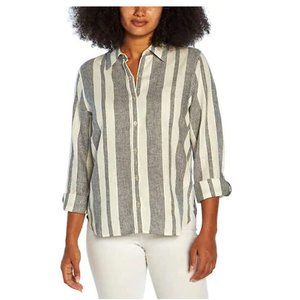 NWT Orvis Women's Long Sleeve Linen Blend Top Size S, Island Stripe $50 2B215